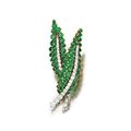 An 18 Karat Gold, Platinum, Emerald and Diamond Brooch, Van Cleef & Arpels, New York, Circa 1960