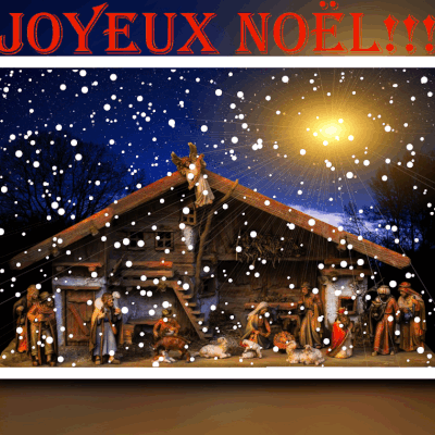 GIF TOMBE LA NEIGE CRECHE DE NOËL