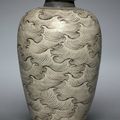 Vase (Meiping) with Waves, 1200s-1300s, China, Jiangxi province, Yonghezhen, Yuan dynasty