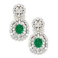 A Pair of Platinum, Emerald and Diamond Earclips, Verdura