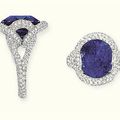 An oval-shaped sapphire and diamond ring, mounted by Mauboussin