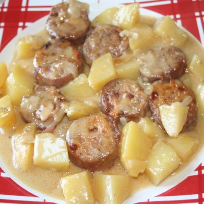 du gratin d'andouillette à la lyonnaise
