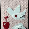 Une colombe ... des petits coeurs embossés ... des perles ... une carte d'anniversaire féminine pleine de tendresse !