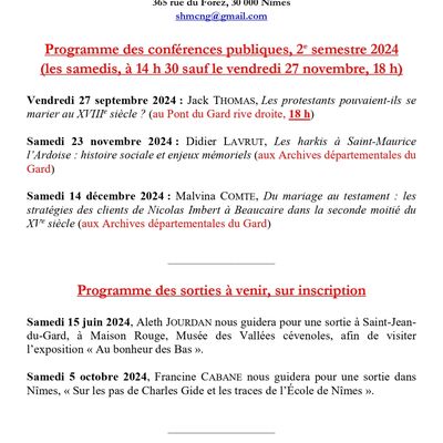 Programme du second semestre 2024