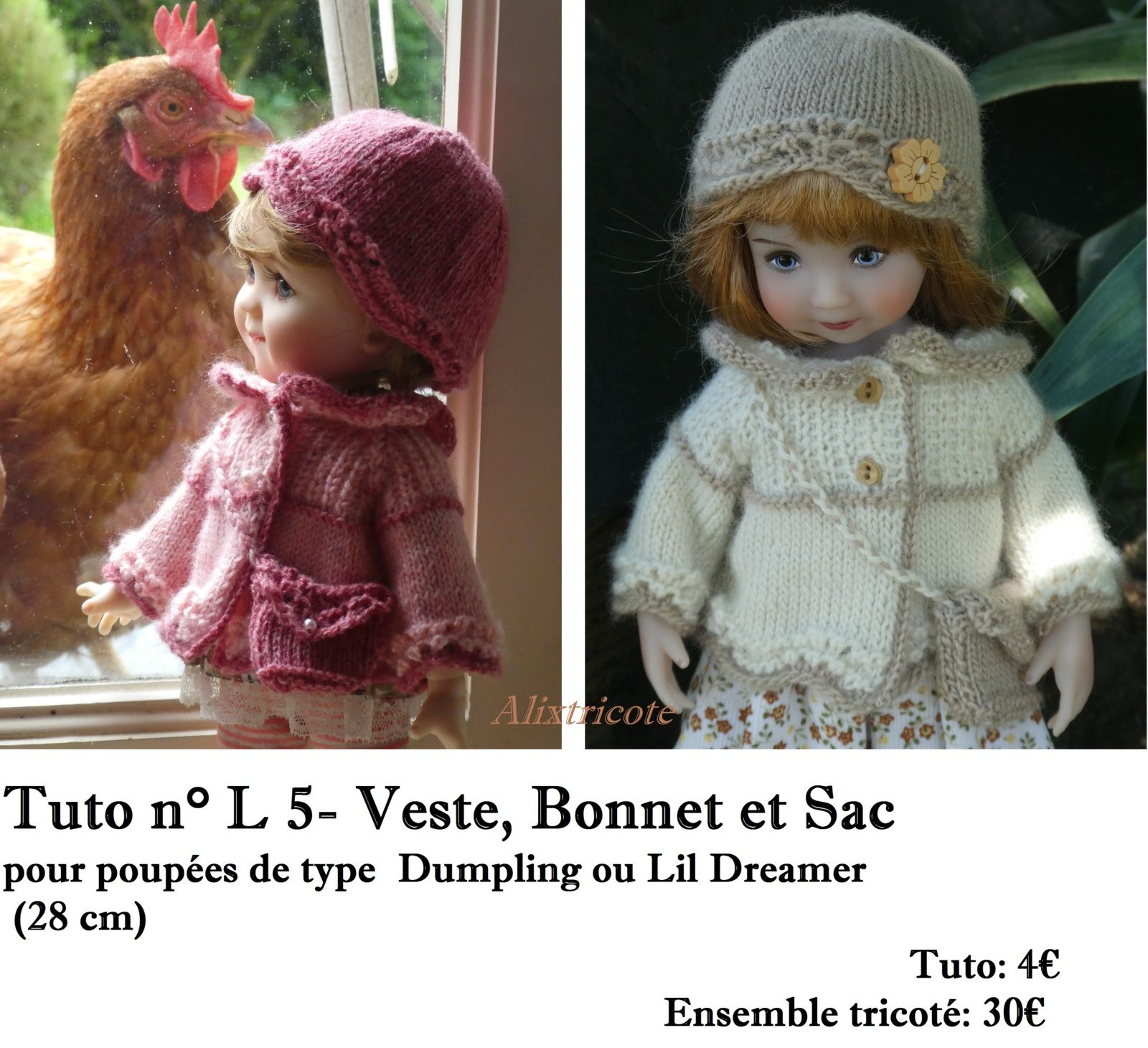 Tuto n° L 5- Veste, bonnet et sac 