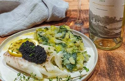 Dos d'églefin, stoemp et caviar de hareng