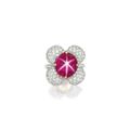 10.65 carats Mogok, Burmese cabochon star ruby and diamond ring
