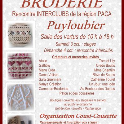 Rencontre de brodeuses à Puyloubier... les 3 et 4 octobre 2015