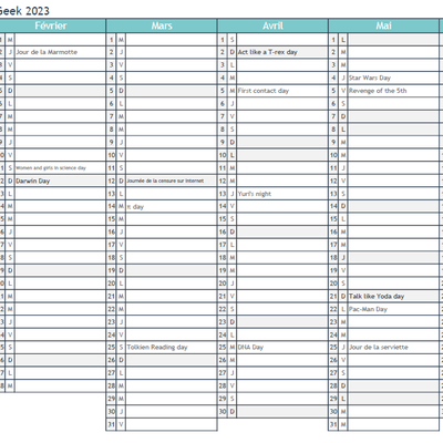Calendrier des fêtes geeks 2023