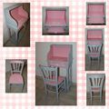 Meuble rose et gris avec chaise 