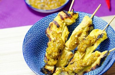 Sate - brochettes de poulet sauce cacahuètes