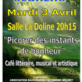 Sébazac dans l'Aveyron...Café littéraire,musical et artistique...Mardi 3 avril 2012...