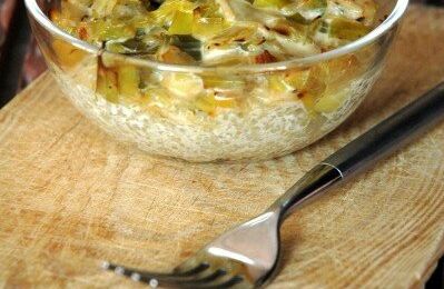 Gratin de quinoa muscadé aux poireaux, sans blé, sans lait