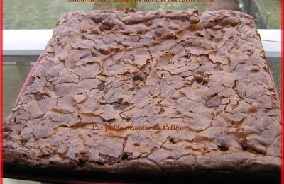 Brownie au chocolat avec des éclats de noix et de chocolat blanc