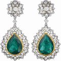 Buccellati. An Impressive Pair of Emerald and Diamond Ear Pendants