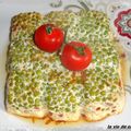 QUICHE SANS PÂTE AUX PETITS POIS, LARDONS, TOMATES ET GRUYERE;;;