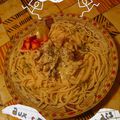 Spaghetti aux cèpes et radis