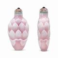 A Sandwiched Pink Glass 'Lotus' Snuff Bottle, Probably Imperial Glassworks, Beijing, 1740-1800