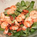 Salade de pourpier aux crevettes et amandes