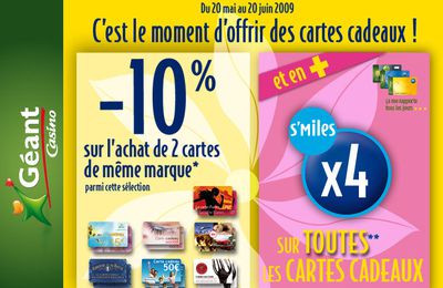 Opération cartes cadeaux en Juin chez CASINO