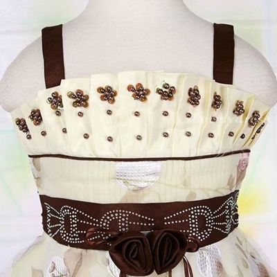  - 60 % Déstockage! robe de cérémonie "Bruyère" Chocolat ivoire 7 et 8 ans (ref rf-bruyère)