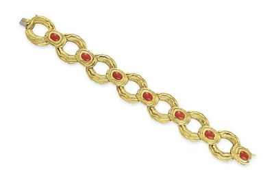 A coral and gold bracelet, by Tiffany & Co