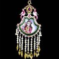 A Qajar enamelled gold double-sided Pendant. Persia, 19th Century