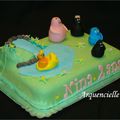 Gâteau Barbapapa avec modelages décor pâte à sucre