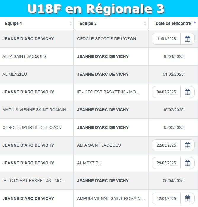 Calendriers AuRA 2ème phase
