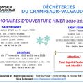 Horaire d'hiver 2020 2021 des déchèteries du Champsaur Valgaudemar