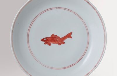 A very rare iron-red decorated ‘five fish’ dish, Hongzhi period (1488-1505)