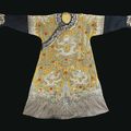 A very rare embroidered satin and pearlwork 'Twelve Symbols' Imperial court robe, Jifu, Qing dynasty, Daoguang Period