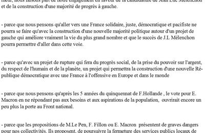 communiqué des élus "front de gauche" de la 5ème circonscription