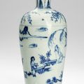 A small underglaze blue 'Landscape and Scholar' vase, Ming dynasty (1368-1644)