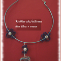 Collier alu/silicone duo bleu + coeur
