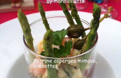 Verrines asperge mimosa crevettes