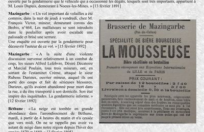 Retrouvez notre rubrique bimensuelle sur l'actualité de Mazingarbe et des Mazingarbois dans la décennie 1890 - N°03