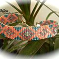 BRACELET LOOM TURQUOISE ET CORAIL