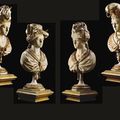 Suite de quatre bustes allégoriques représentant les quatre continents, France, XVIIIème siècle 