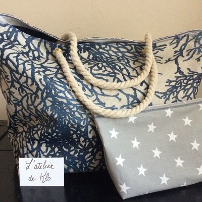 Effet "bord de mer" & "plage" le sac cabas réversible en coton enduit!