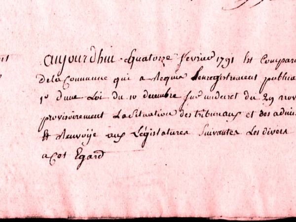 Le 14 février 1791 à Mamers : lois.