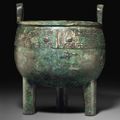 A large bronze ritual tripod food vessel, Ding, Late Shang-Western Zhou dynasty, 11th century BC
