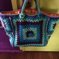 Sac en granny crochet numéro 3, petites fleurs,