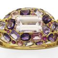 A morganite, amethyst, ruby, spinel, coloured sapphire, tourmaline and gold bracelet, by Suzanne Belperron.