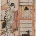 Torii Kiyonaga 鳥居清長1752-1815 . A Woman Emerging from the Bath  from the series Comparison of the Charms of Alluring Women . 1781