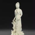 A Dehua standing figure of Guanyin, He yin Chaozong square seal mark, 19th-20th century