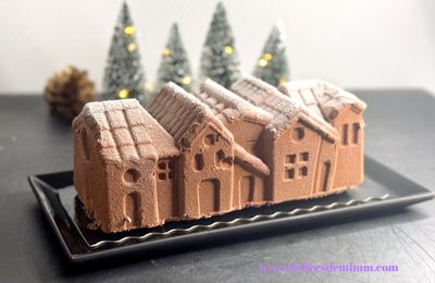 Bûche pralinée Village de Noël