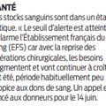 Stocks de sang critiques : appel aux donneurs