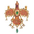 A gem-set gold pendant in the form of an eagle, Deccan or South India, 19th century