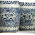 A pair of blue and white garden seats, Qing dynasty, 19th century